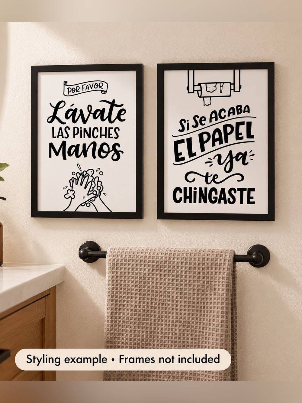 Funny Spanish Bathroom Art Prints Set of 2 – 5x7 Unframed